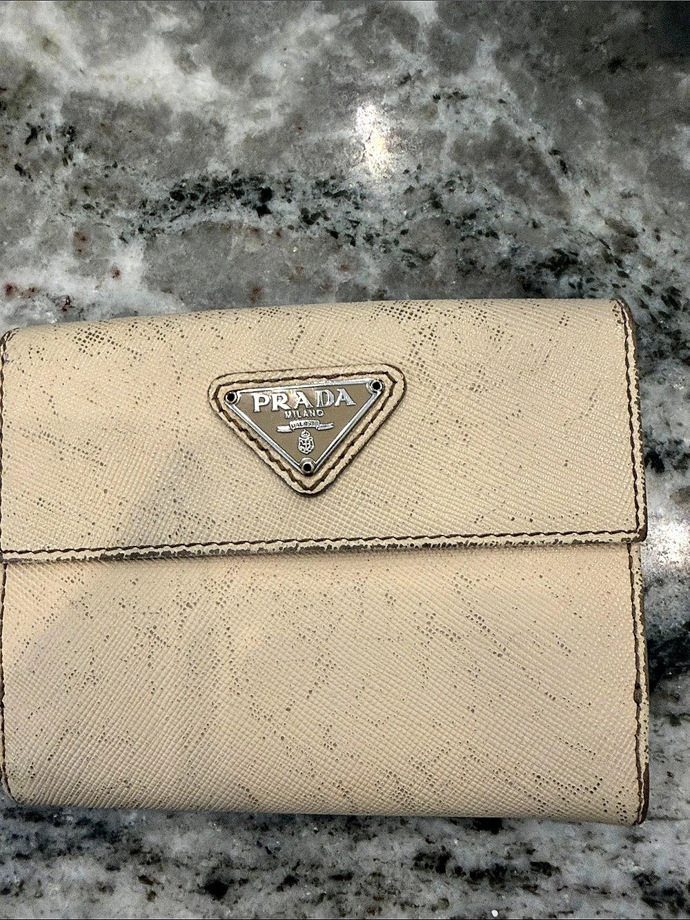 Prada Saffiano Leather Wallet in Cream/Beige Project